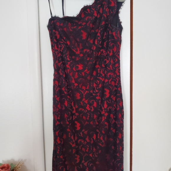 Tadashi Shoji Sheath One Shoulder Dress Size 10 - Picture 3 of 6